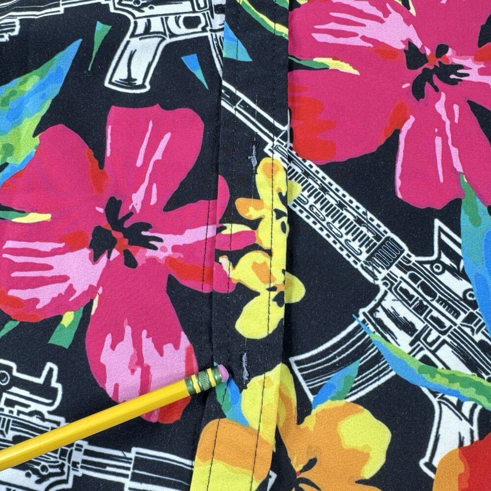 Combat Iron Apparel Button Up Short Sleeve Men M All Over Print Floral M16 AR15 - Picture 6 of 12